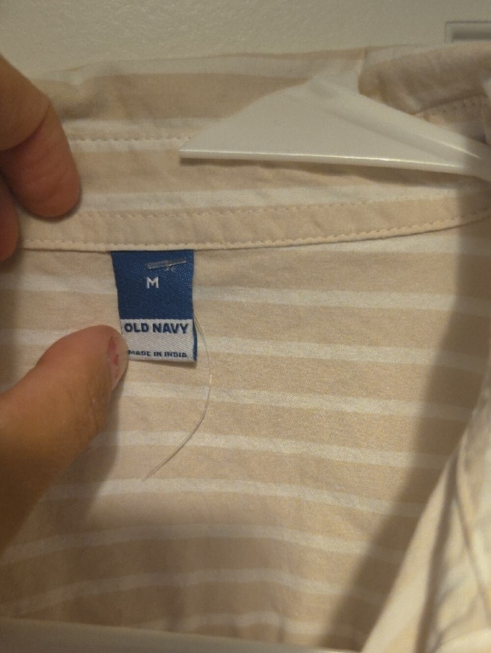 Old Navy Cream and White Striped Short-Sleeve Button Front Mini Dress - Picture 2 of 2